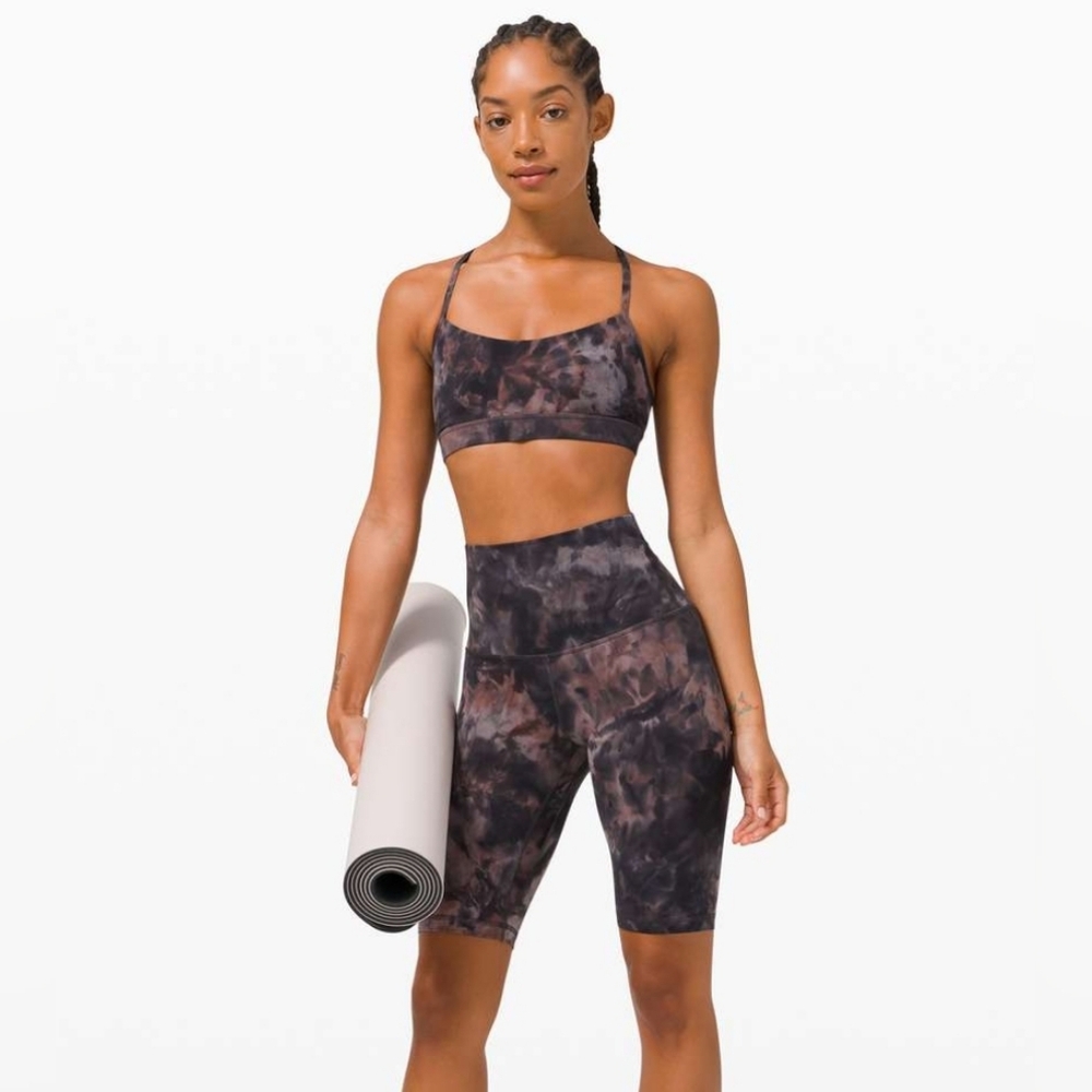Lululemon Flow Y Bra Nulu Diamond Dye Graphite Grey Pink Pastel Size 8